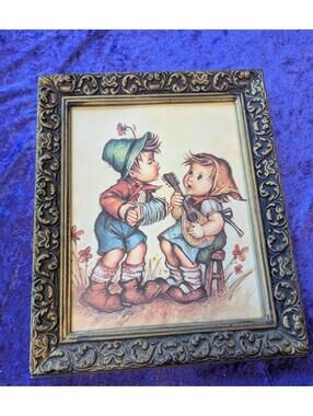 Vintage Framed Print of Children Playing Musical Instruments